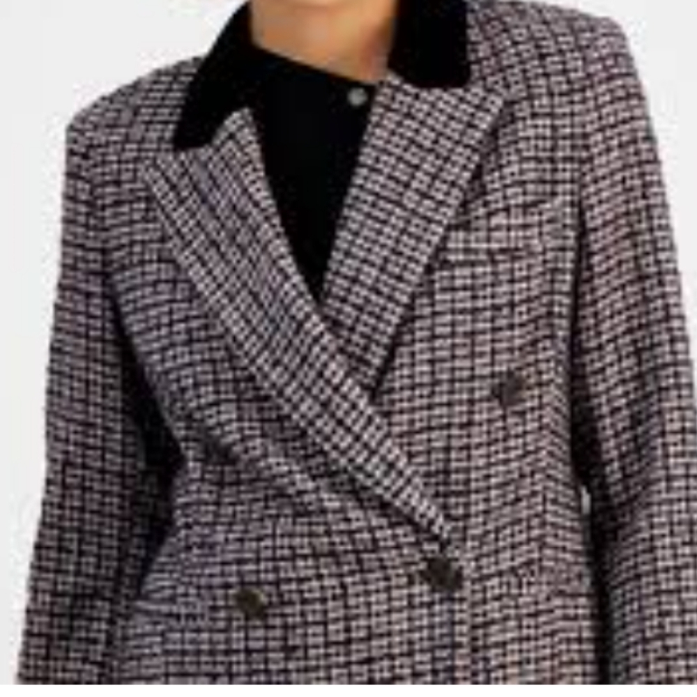 Avec Les Filles Velvet Lapel Double Breasted Blazer